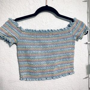 Blue,pink and yellow festive crop top🧞‍♂️🎨✨